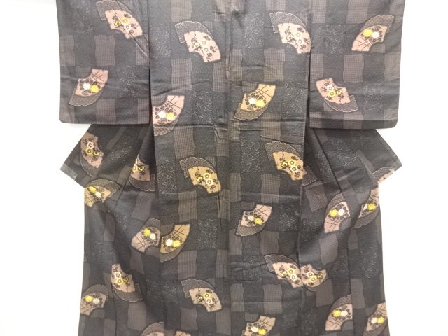 JAPANESE KIMONO / ANTIQUE  KIMONO / TAISHO ROMAN STYLE / EMBROIDERY / JIGAMI PATTERN